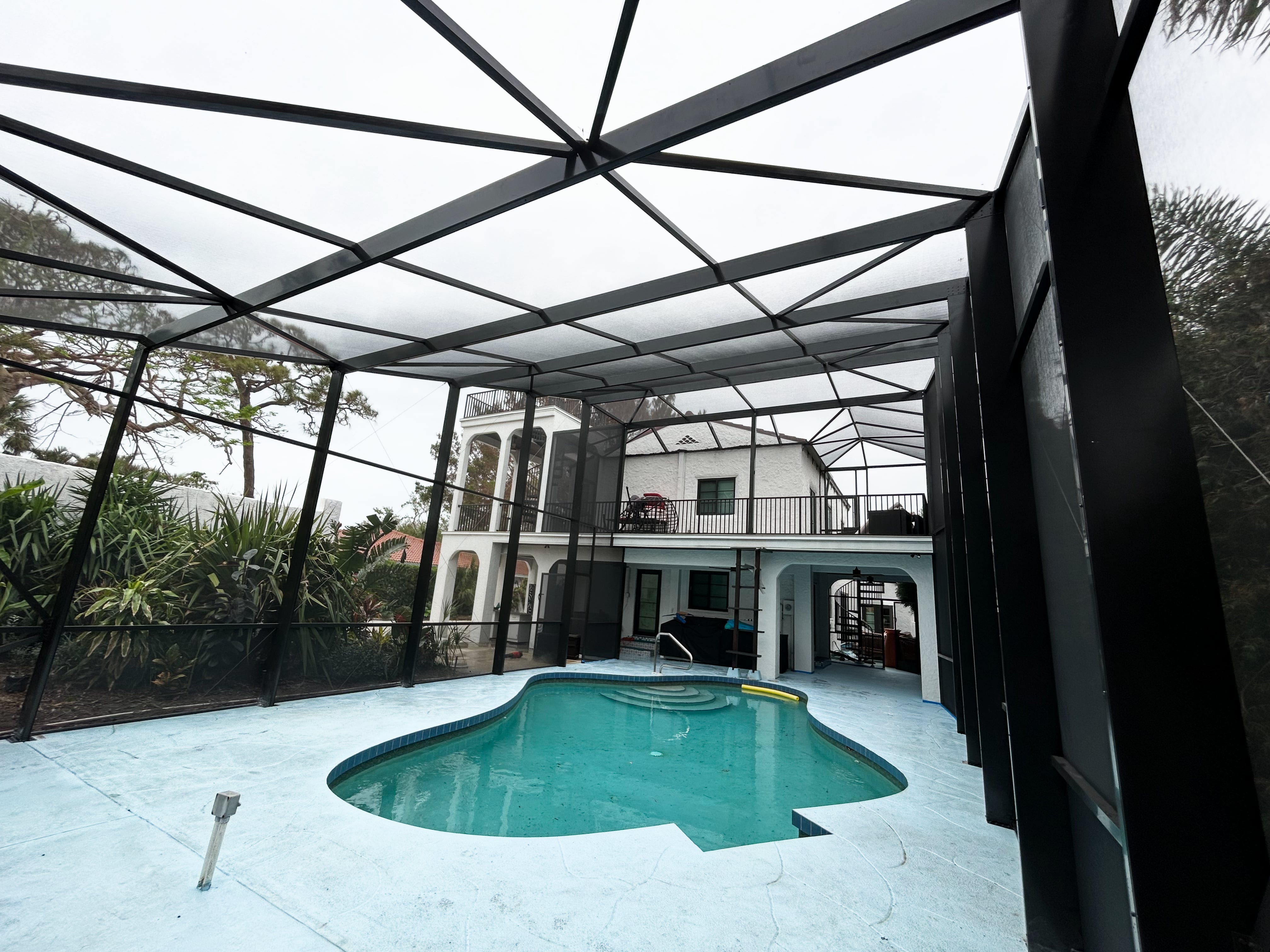 Finished pool cage with balcony view Venice FL