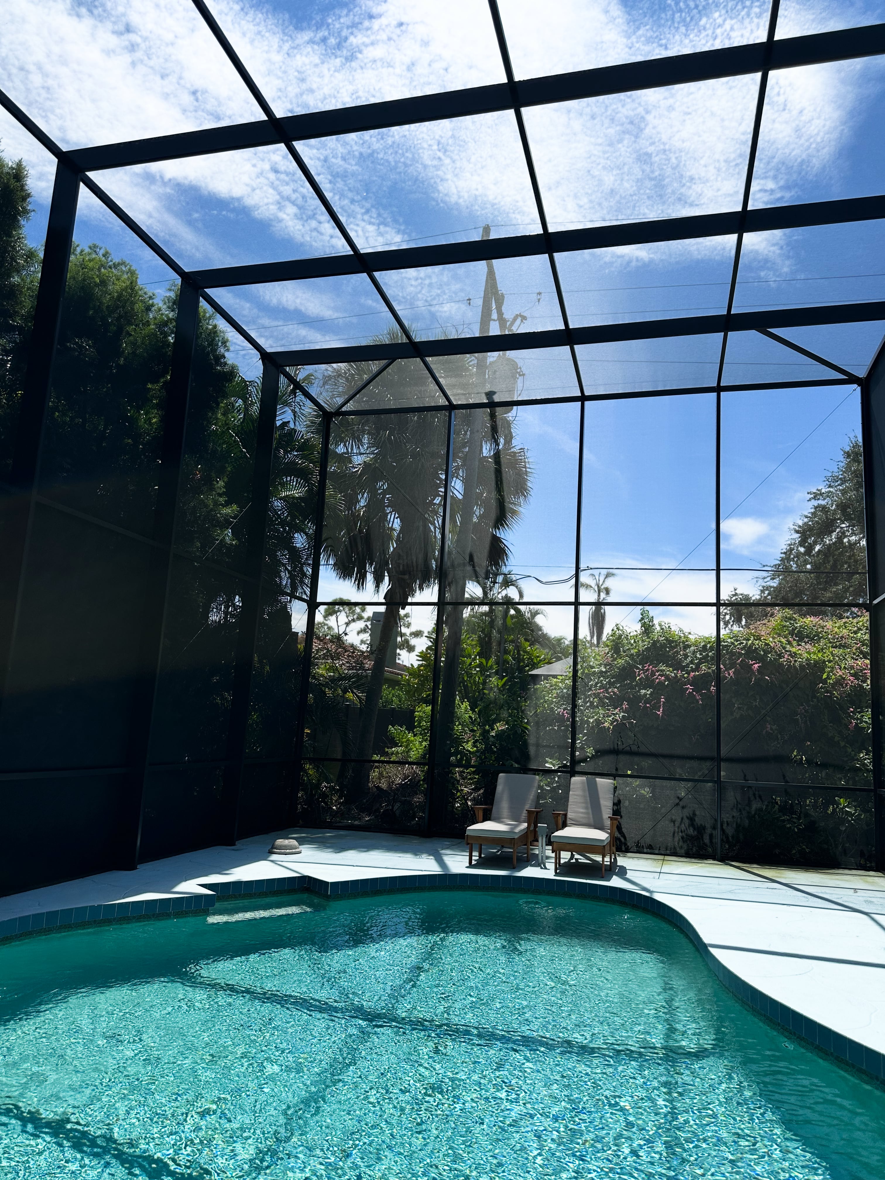 Reinforced beam corner detail pool cage Venice FL