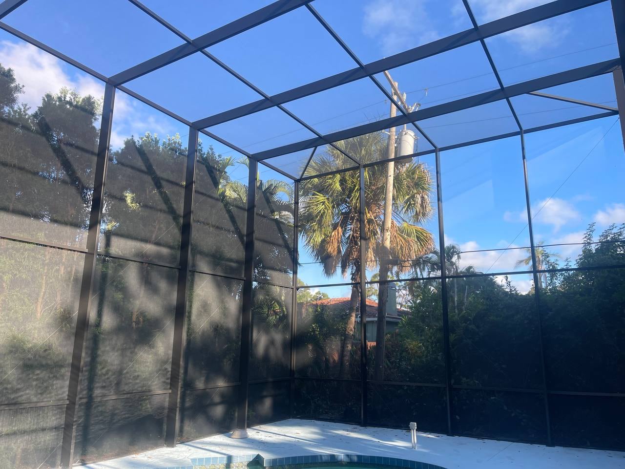 Heavy duty pool cage flat roof Venice Florida