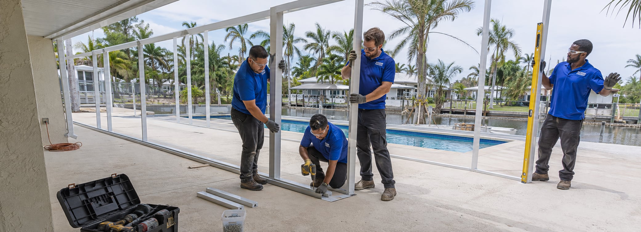 Material Preparation & Pool Enclosure Installation