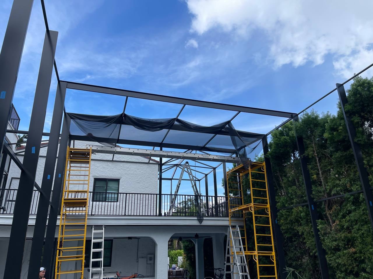 Pool cage construction in progress Venice FL