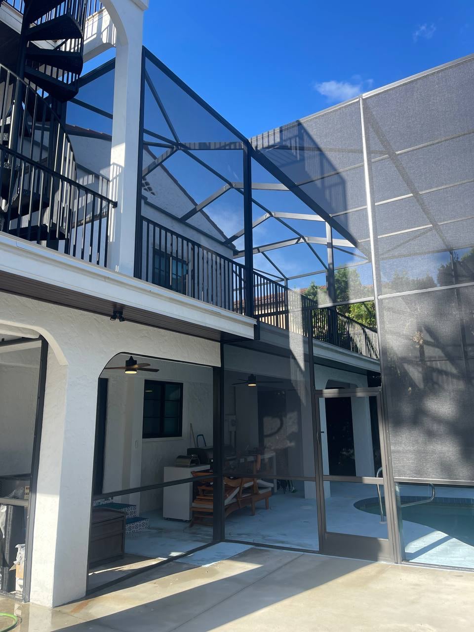 Spiral staircase second floor screen enclosure Venice FL