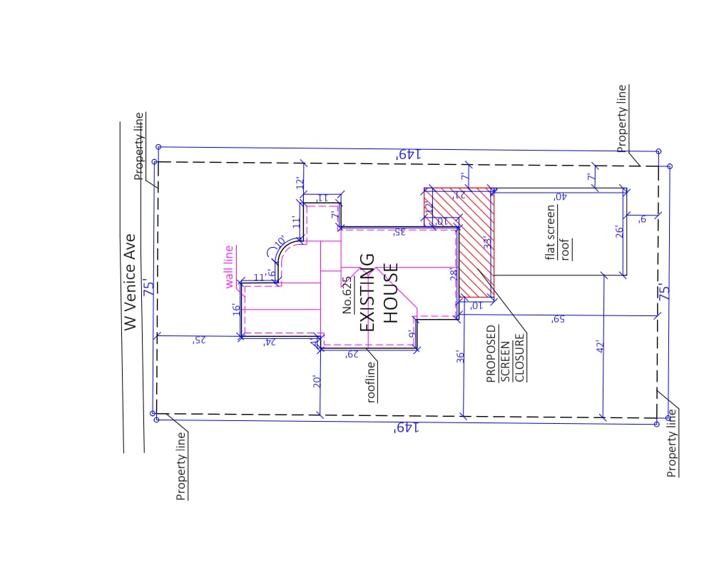 Site plan two story pool cage Venice FL