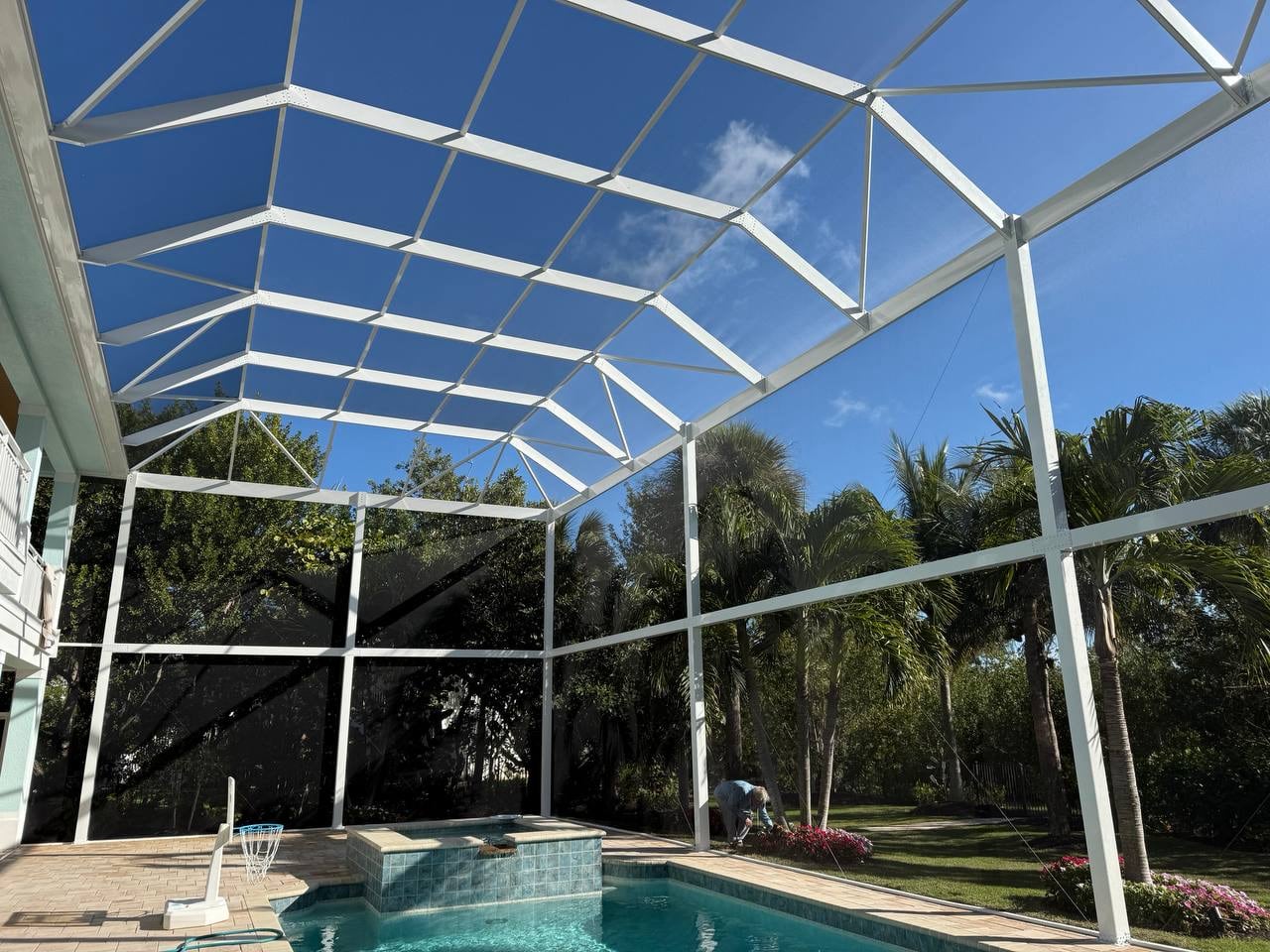 Panoramic screen panels providing an open backyard view