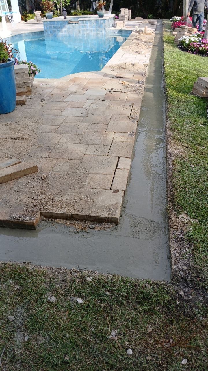 Pool deck preparation during the enclosure construction project