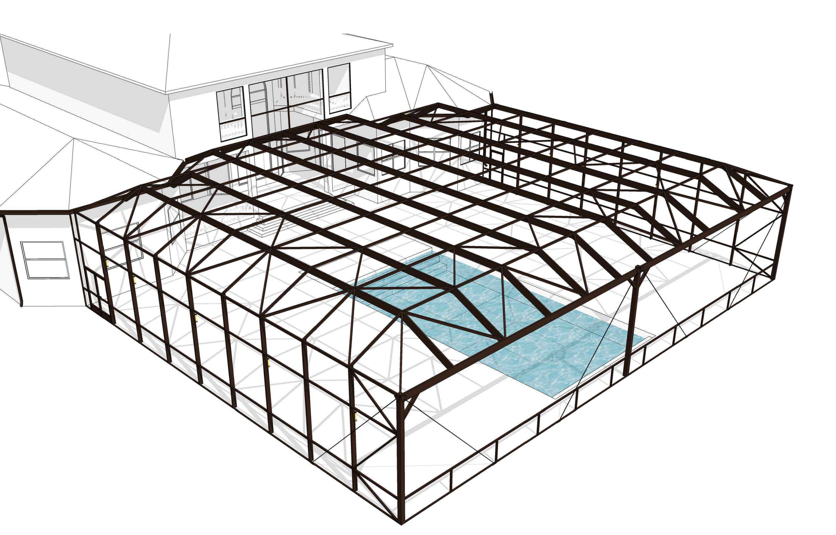 Mansard roof enclosure 3d rendering