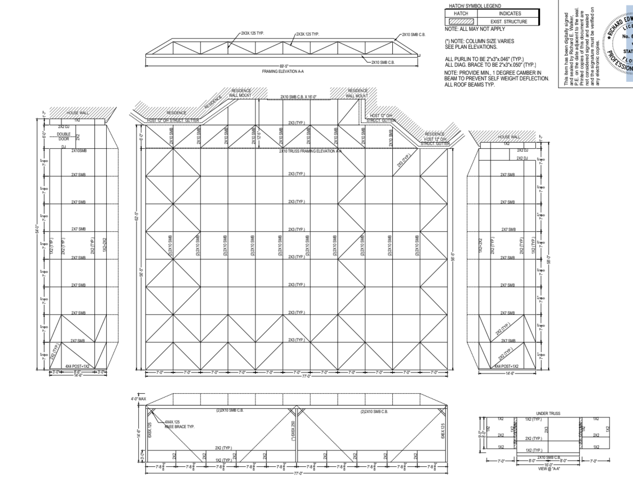 Mansard roof enclosure engineering plan