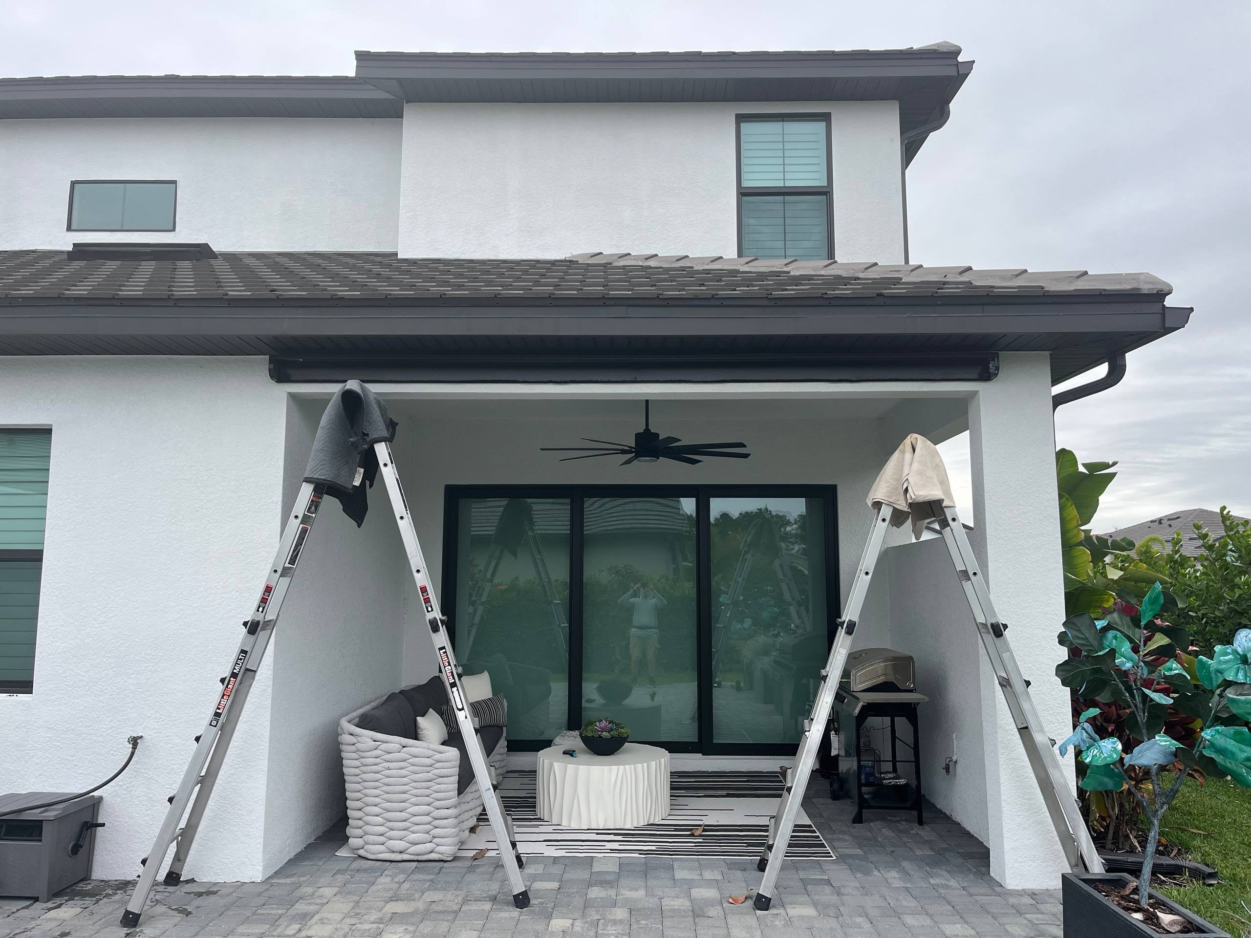 Motorized screen installation in progress Naples