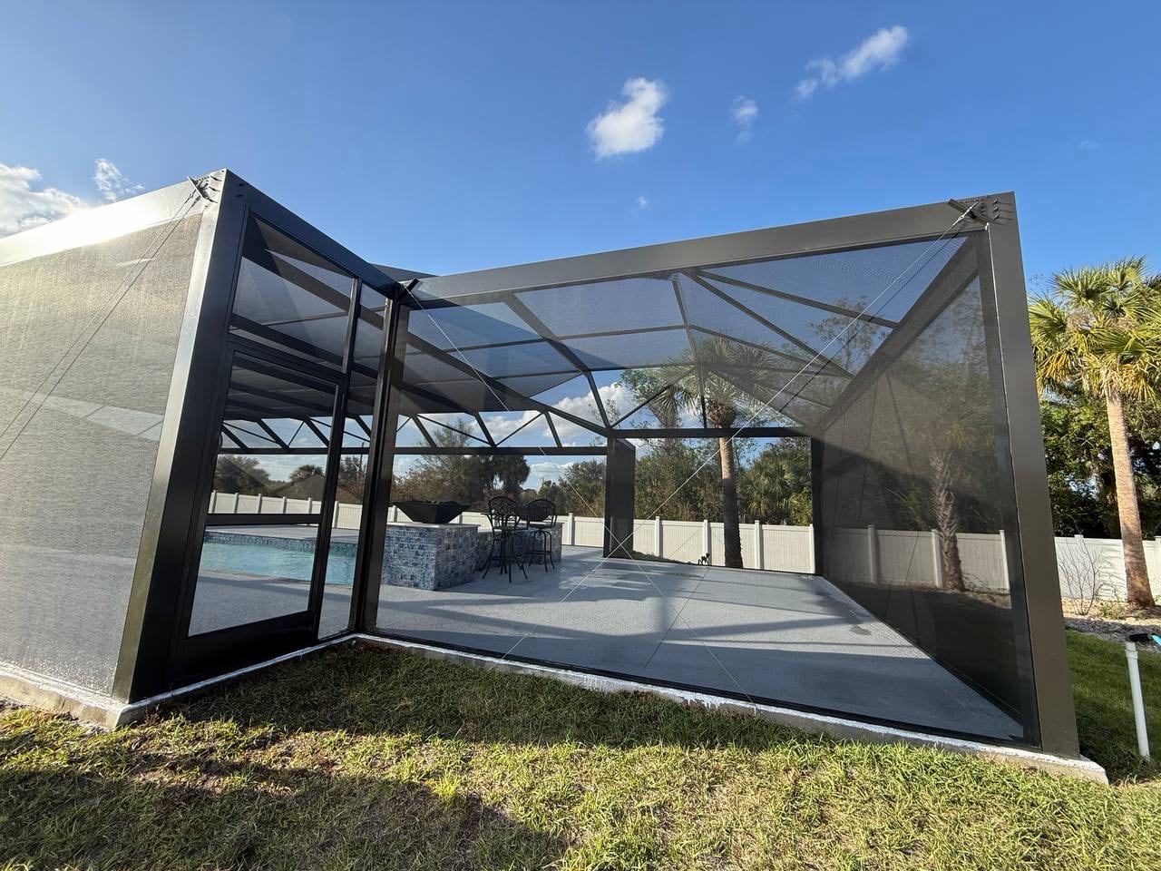 Black aluminum mansard enclosure