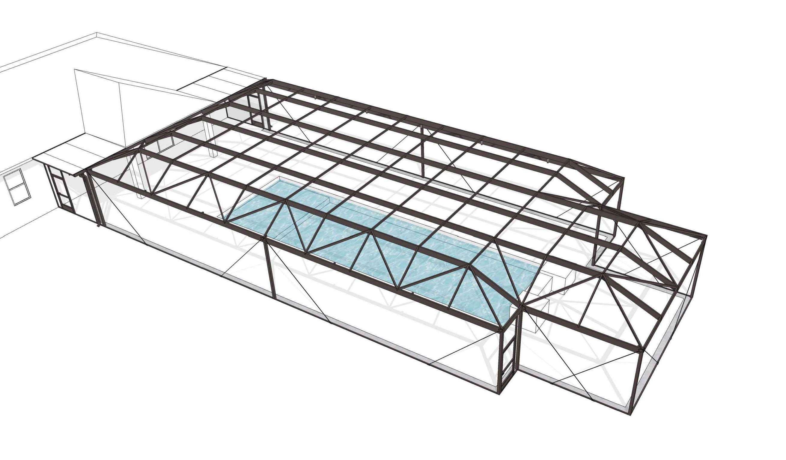 Custom mansard pool enclosure 3d design