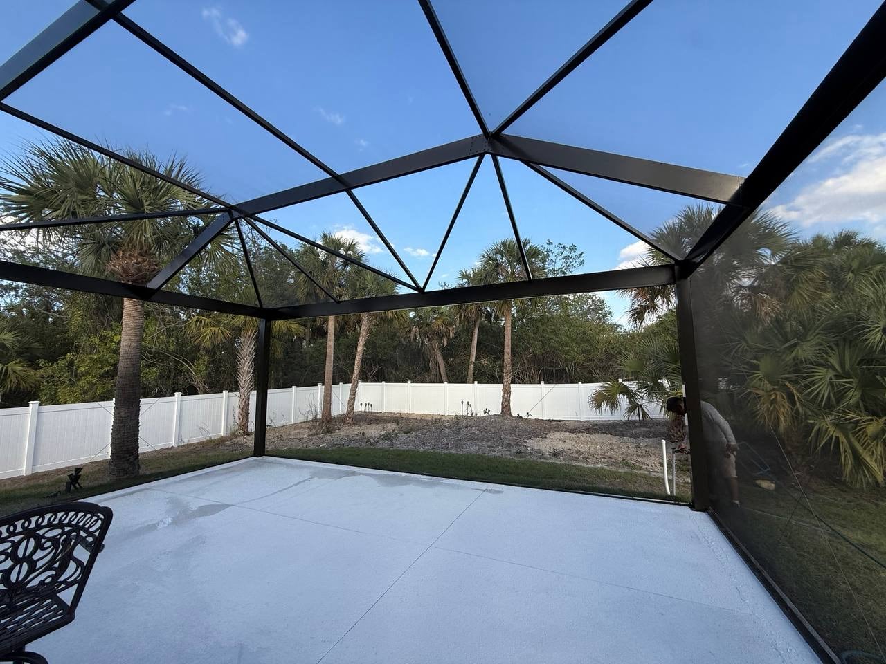 Open pool deck with panoramic screening