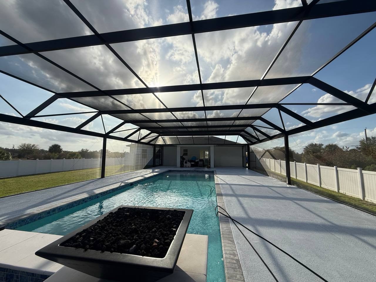 Oversized screened pool lanai interior