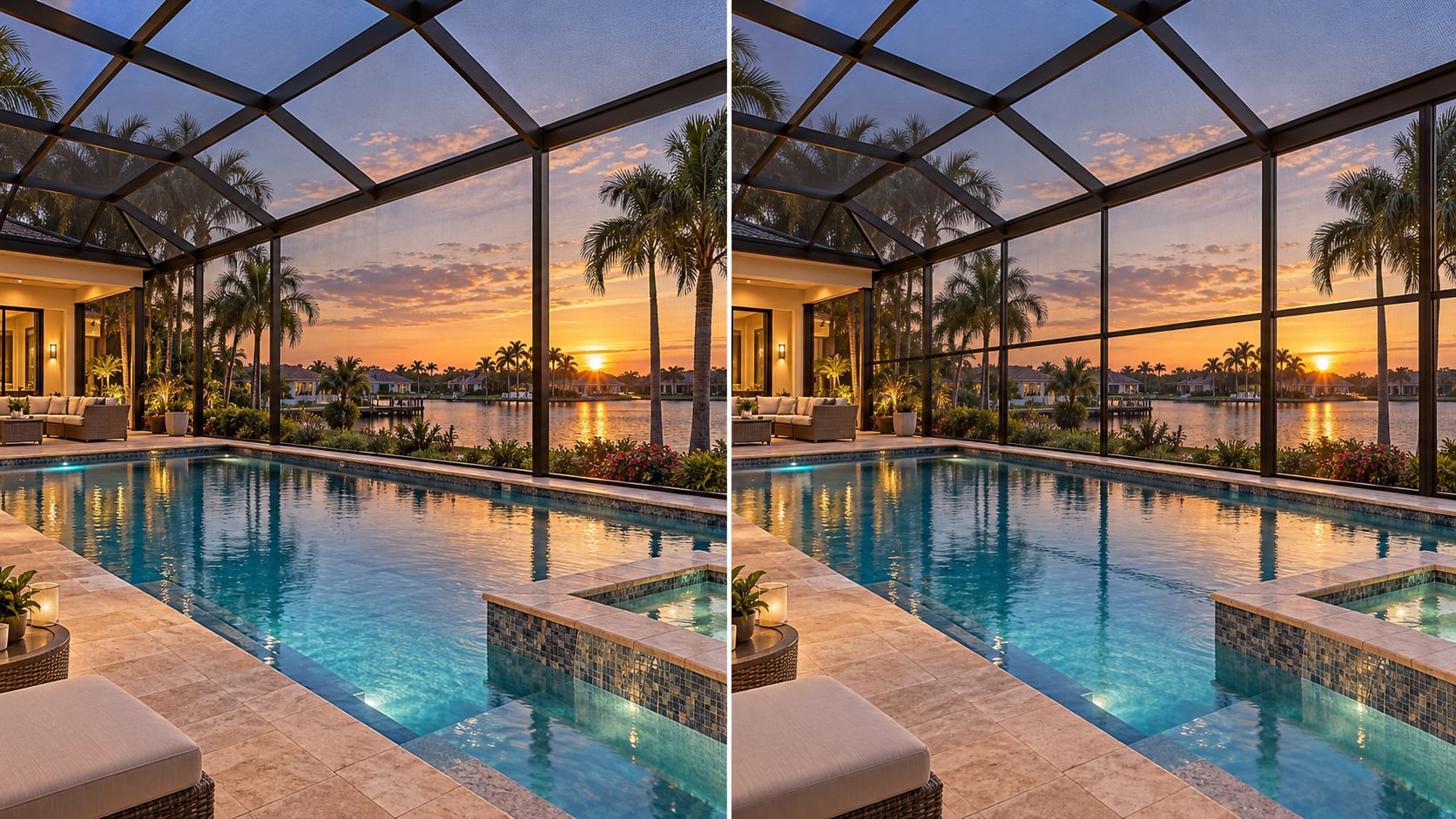 Picture View and standard pool cage frame layouts