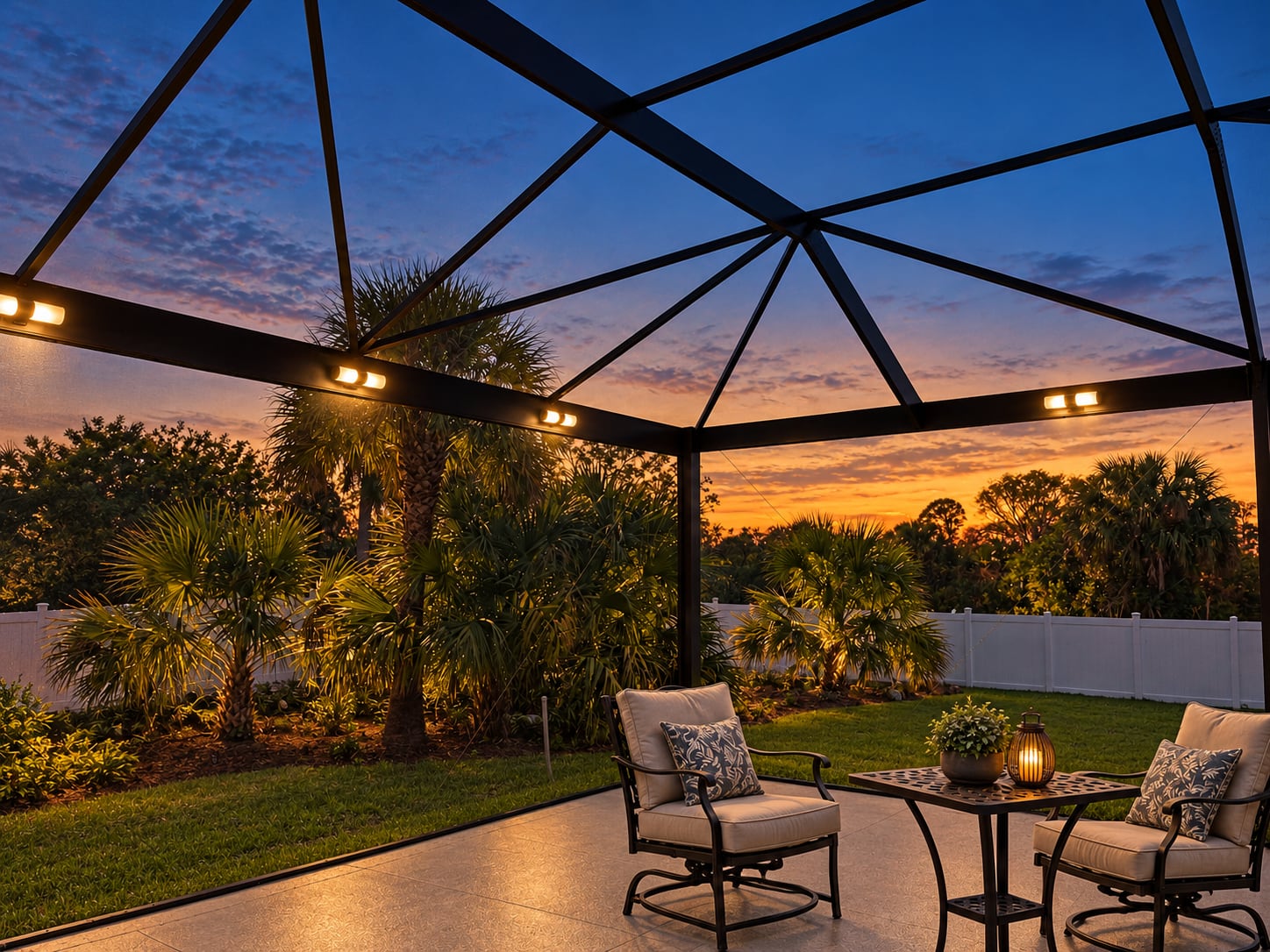 Pool cage lighting at sunset lehigh acres